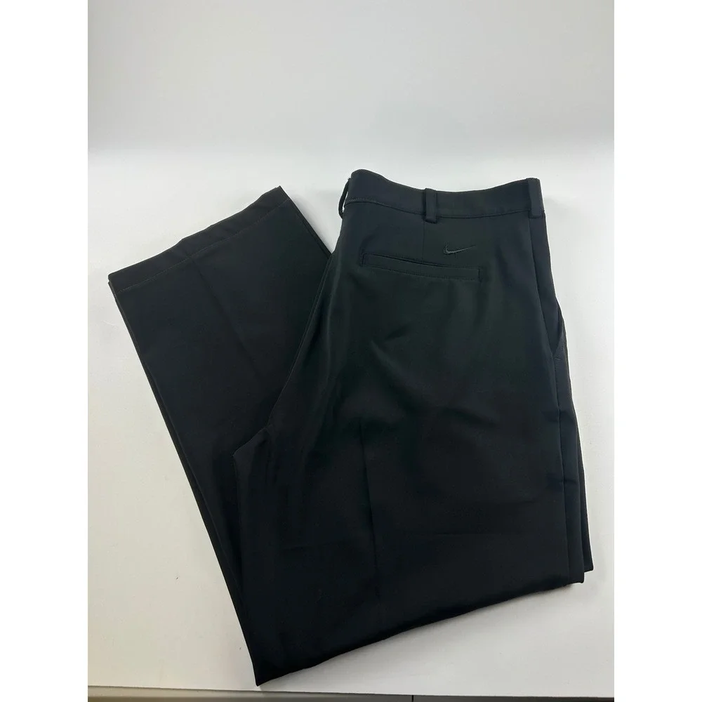 Nike Mens 38x30 Golf Dri-FIT Flat Front Pants Black Performance Trousers
